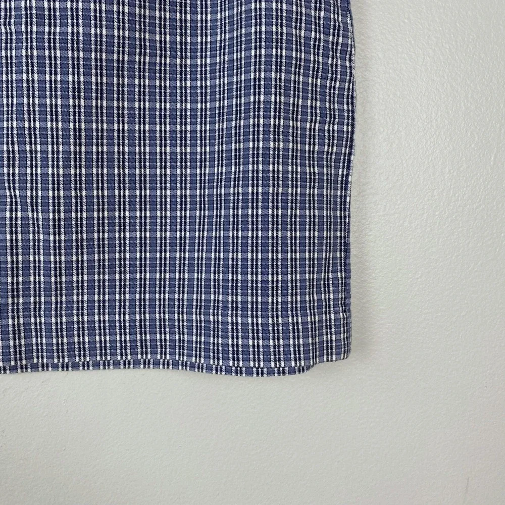 Faded Glory Stretch Plaid Mini Skirt Blue White Y2K Vintage Academia Size Medium